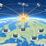 地球周回軌道上の衛星から集まる情報を欧州各地で共有する構想図