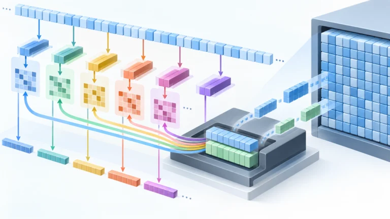 複数のAttention計算が共有するKVデータと並列処理を示す図